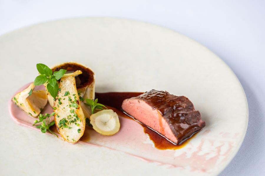 Delicious food on a white plate