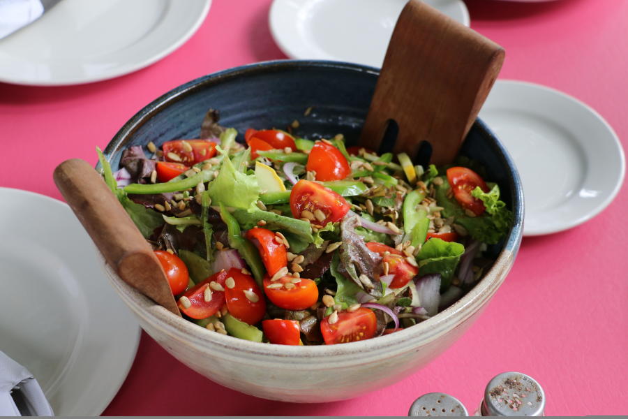 Salad and vegetarian options at Roots Cafe