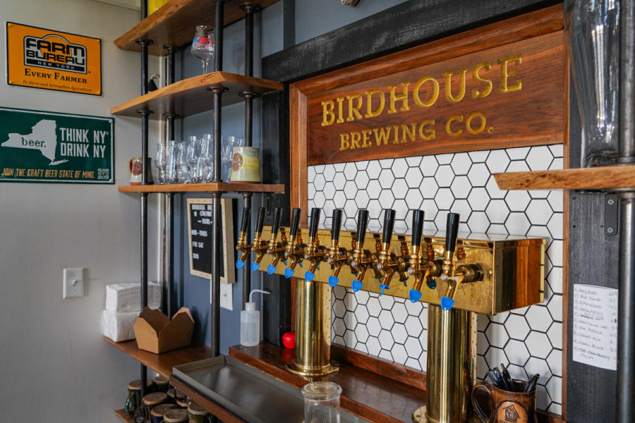 Bar taps at Birdhouse Brewing