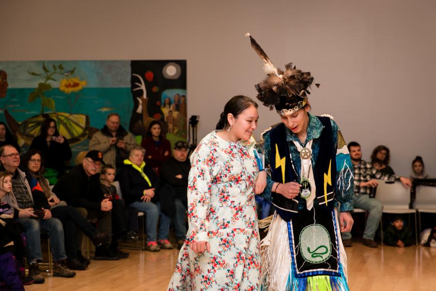 Couple dancing demonstration at Ganondagan Winter Games