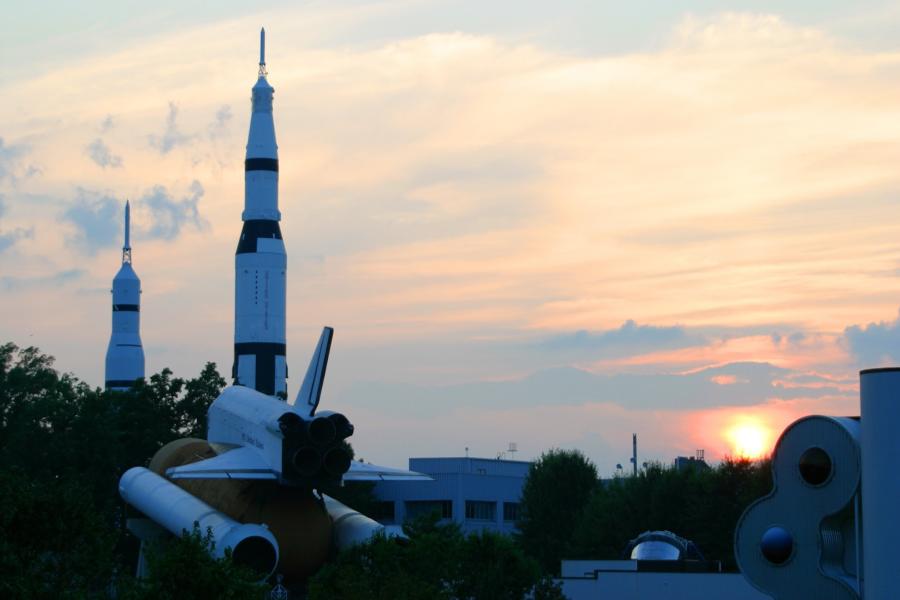The U.S. Space & Rocket Center in Huntsville makes for some epic sunset views.