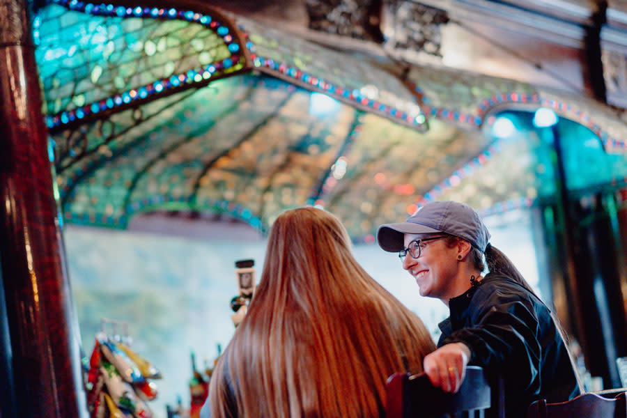 Two women at a bar in Calumet.