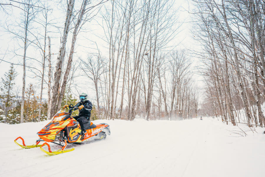 Snowmobiling on the trails in the Keweenaw