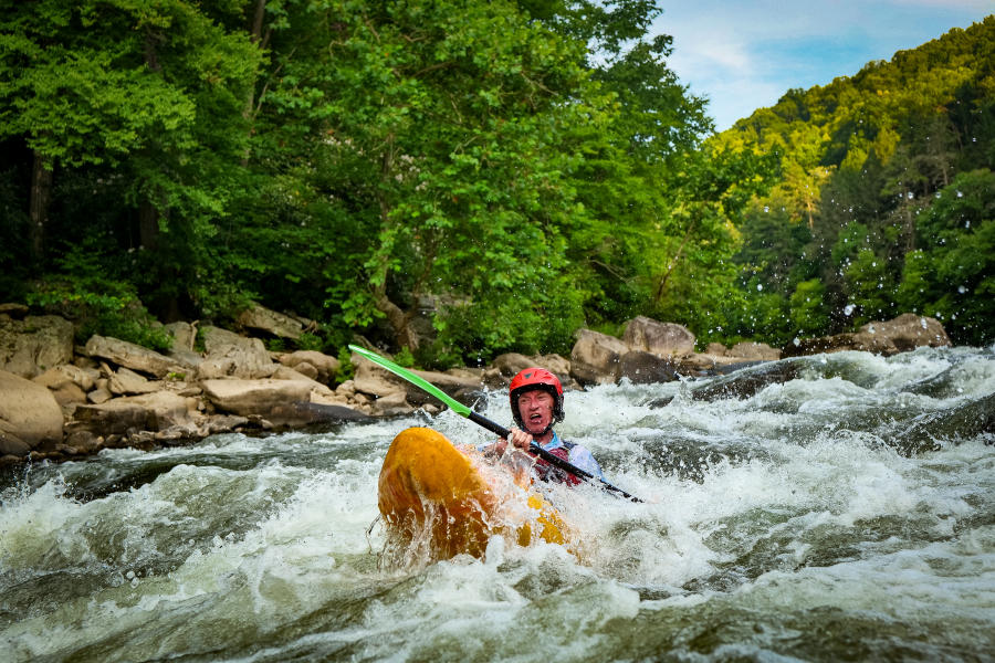 Kayaker in Ohiopyle rough waters