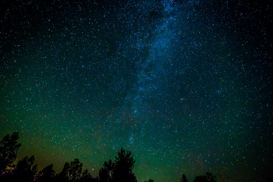 The starry night sky in Big Bay, MI