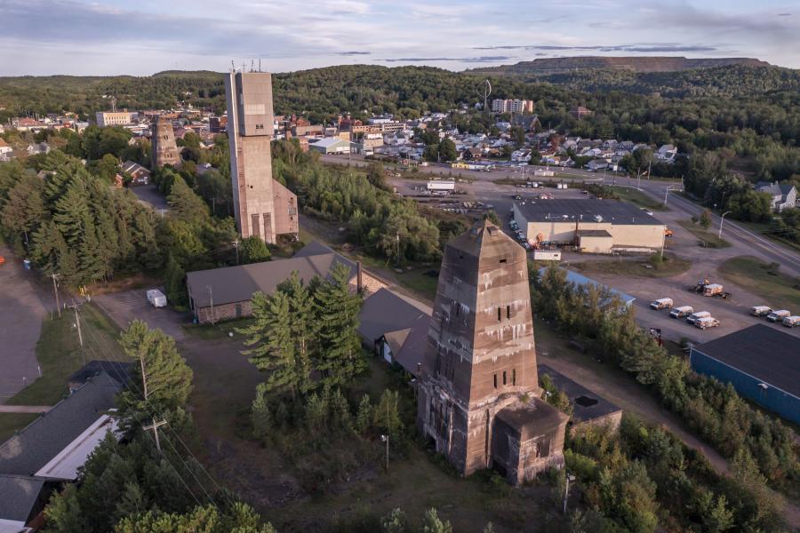 An aerial view of the Cliffs shaft mine in Ishpeming, MI