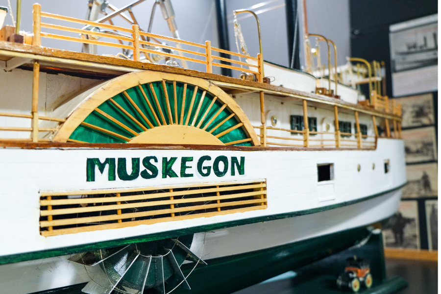 model ship of the Muskegon in the model ship room of the milwaukee clipper museum ship