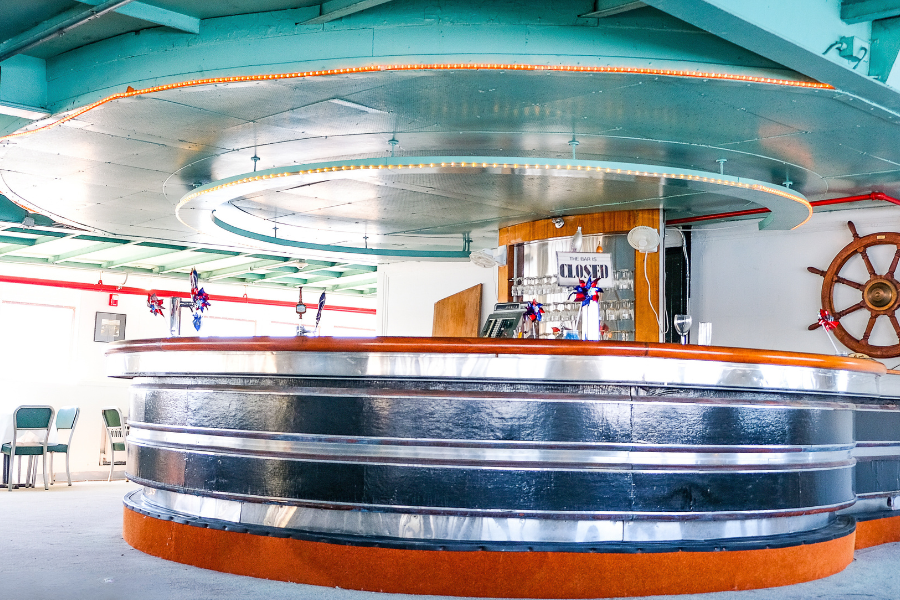 circular black and aluminum art deco style Bar on Milwaukee Clipper
