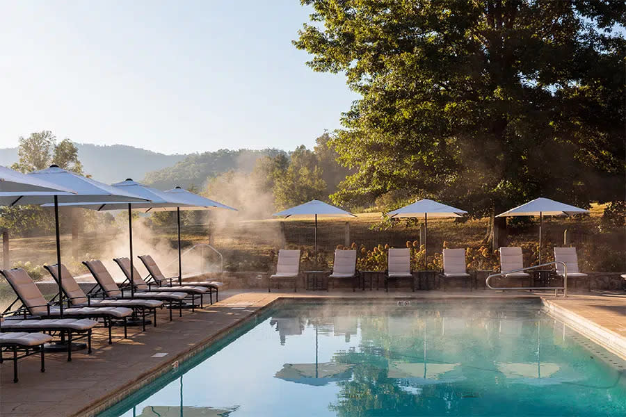 The pool at Blackberry Farm sits in the middle of the lush surrounding nature