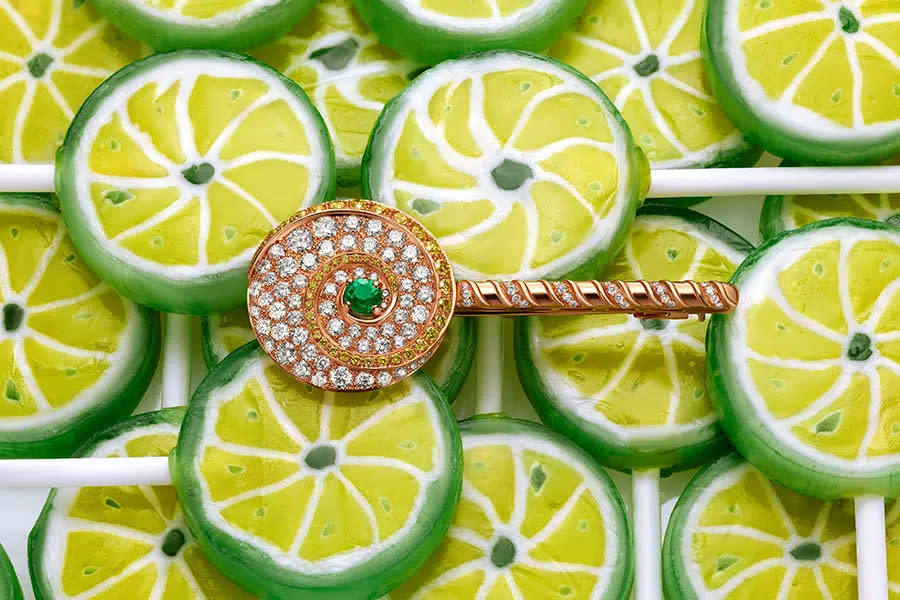 Bulgari’s charming Lollipop brooch shows the playful side of its high-jewelry collections