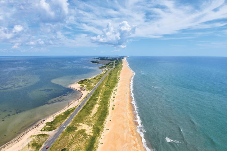 Helicopter view of shoreline