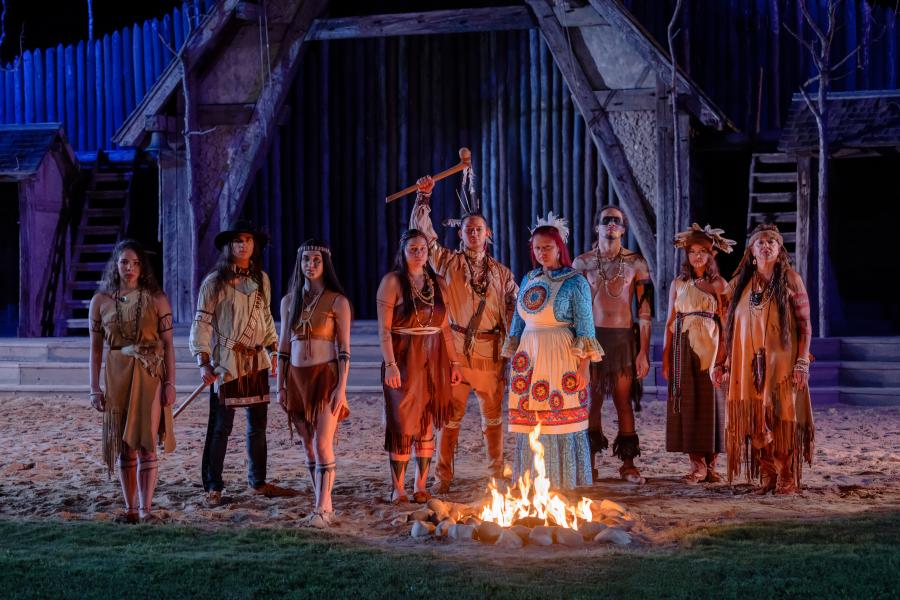 The cast of The Lost Colony play at Waterside Theatre on Roanoke Island.