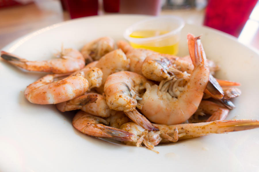 Cooked shrimp on a plate for dinner