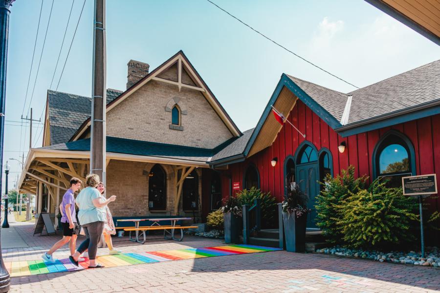 Family going to the Station Arts Centre