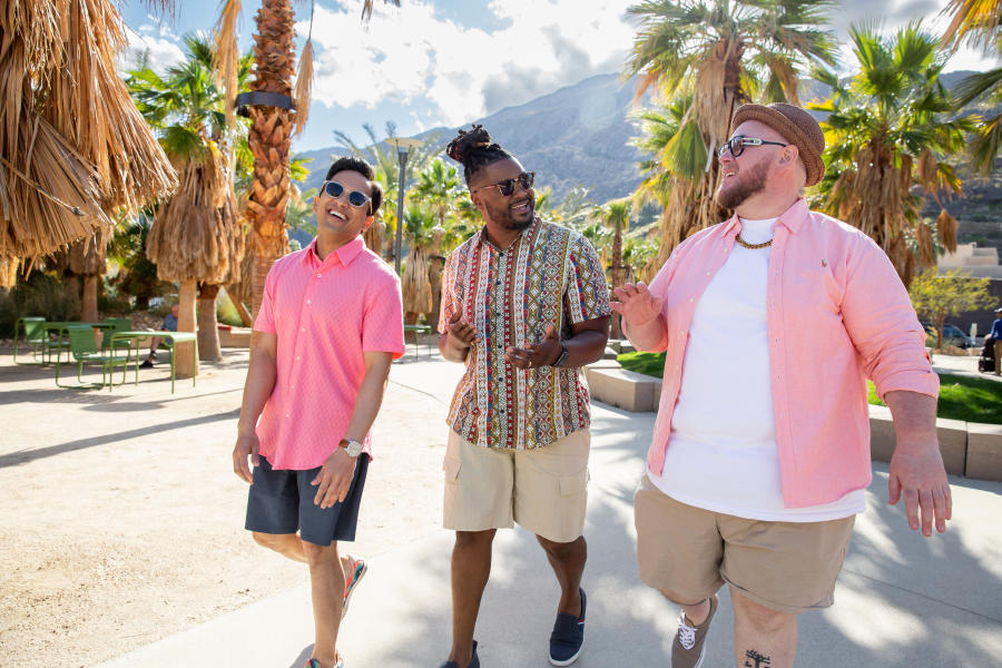 Three men in downtown palm springs park