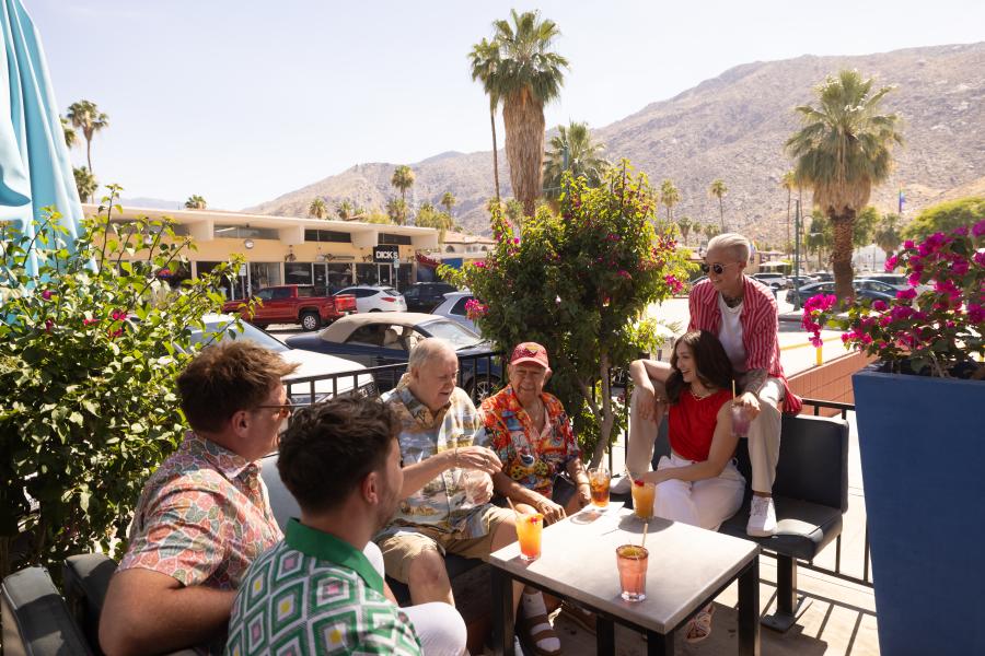 Group of Friends having drinks at Hunters Palm Springs