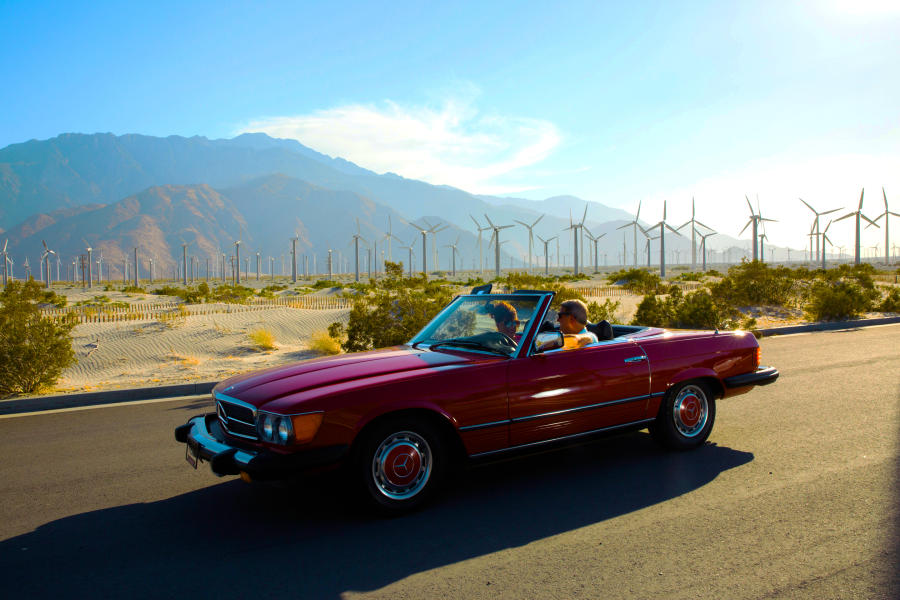 Car by Palm Springs windmills
