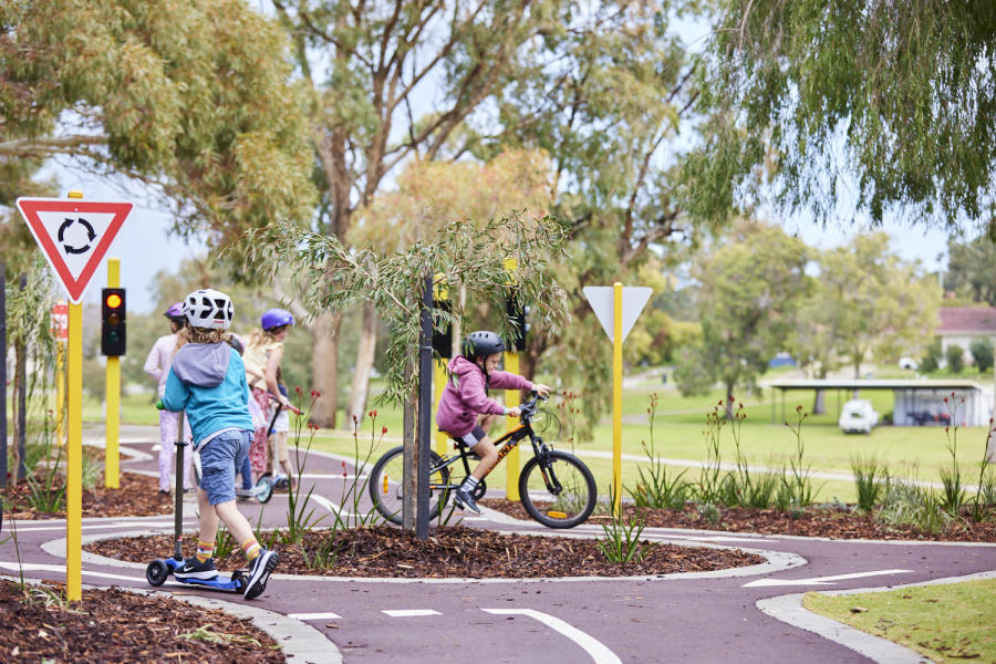 Kids on the Calista Bike Track in Kwinana