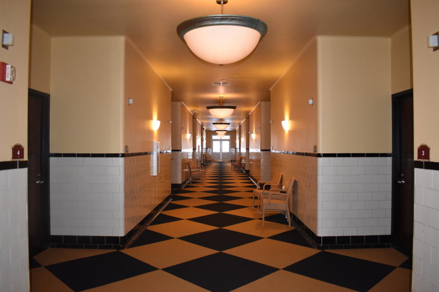 Shot of Roosevelt Bath & Spa hallway