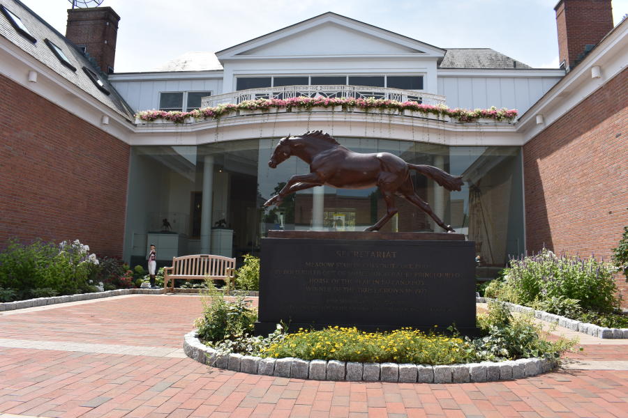Shot of Secretariat statue at National Museum of Racing and Hall of Fame