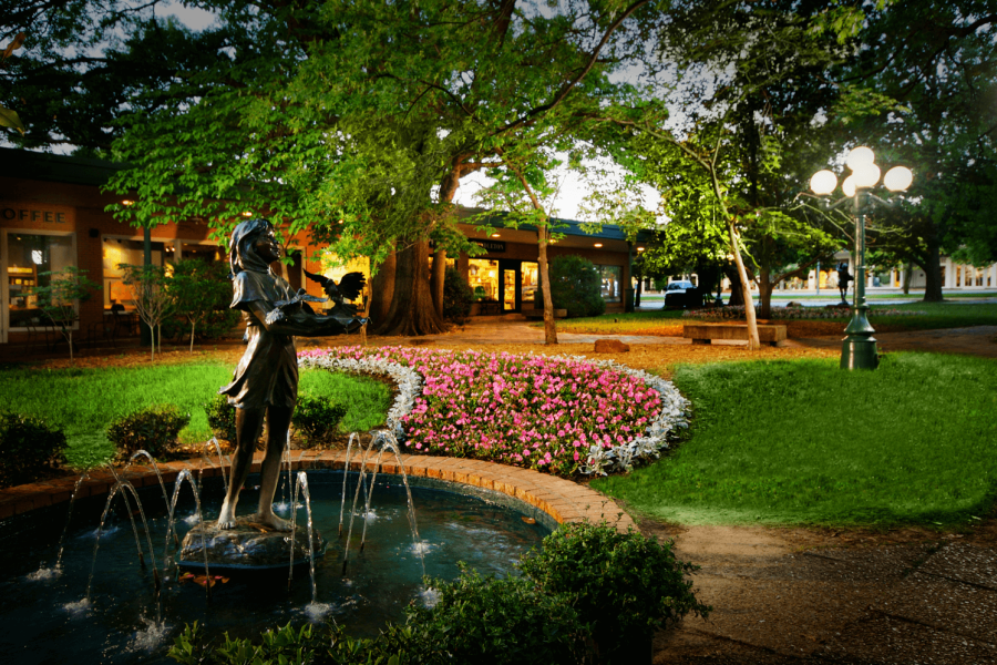 A Fountain and Garden at Utica Square