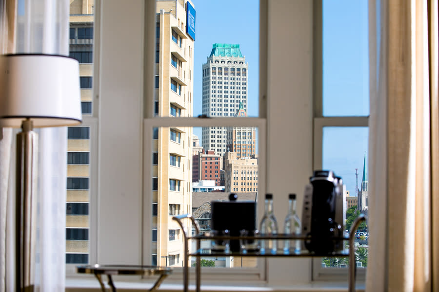 The view of Tulsa skyscrapers from the Ambassador Hotel.