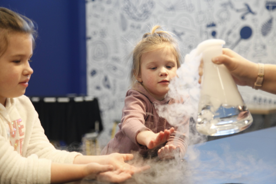 Two children at Discovery Lab doing a hands-on activity
