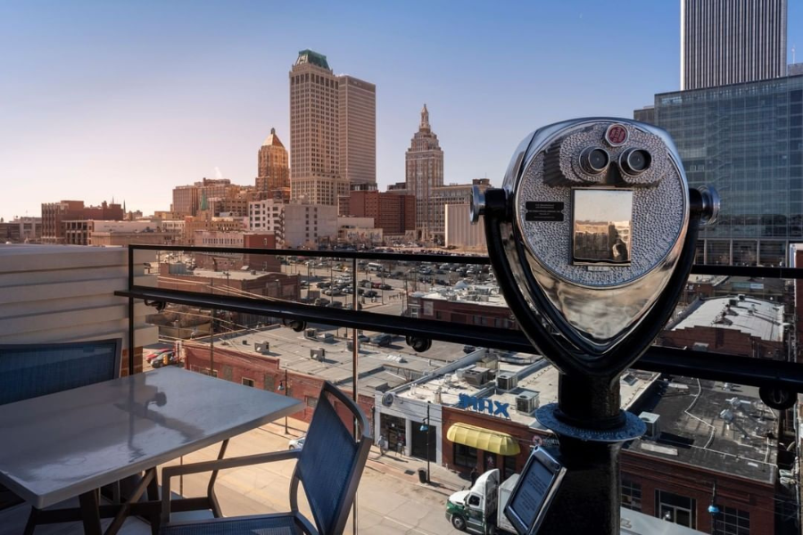 Roof Sixty Six Patio With Viewing Binoculars in Tulsa, OK