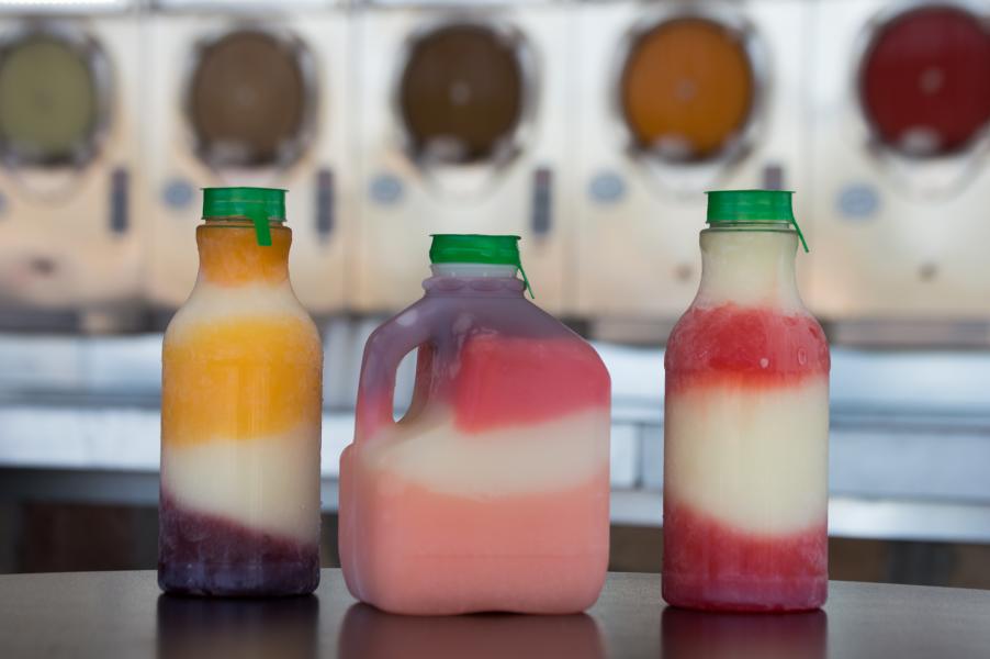 Three colorful daiquiri's from Daiquiri Depot