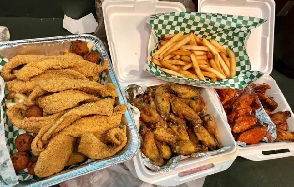 Photo of fried catfish and wings from TJ's Catfish & Wings