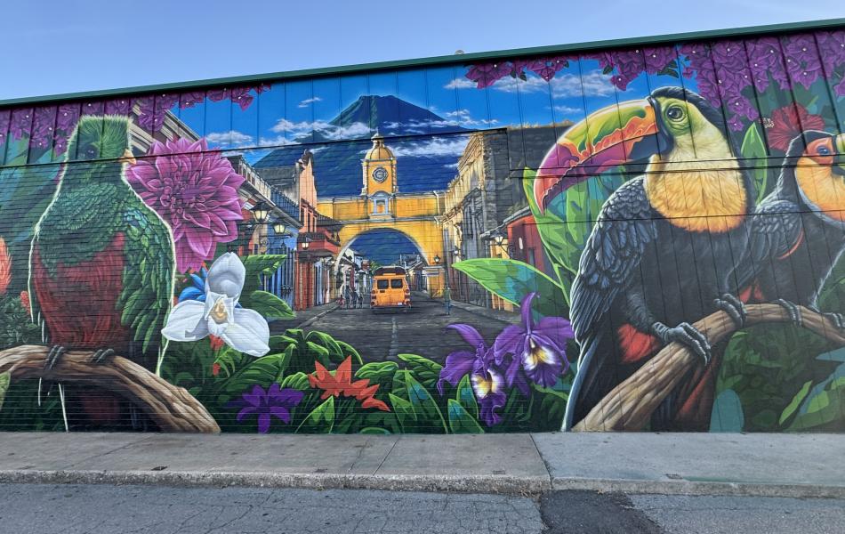 Mural on the side of Cafe Kacao