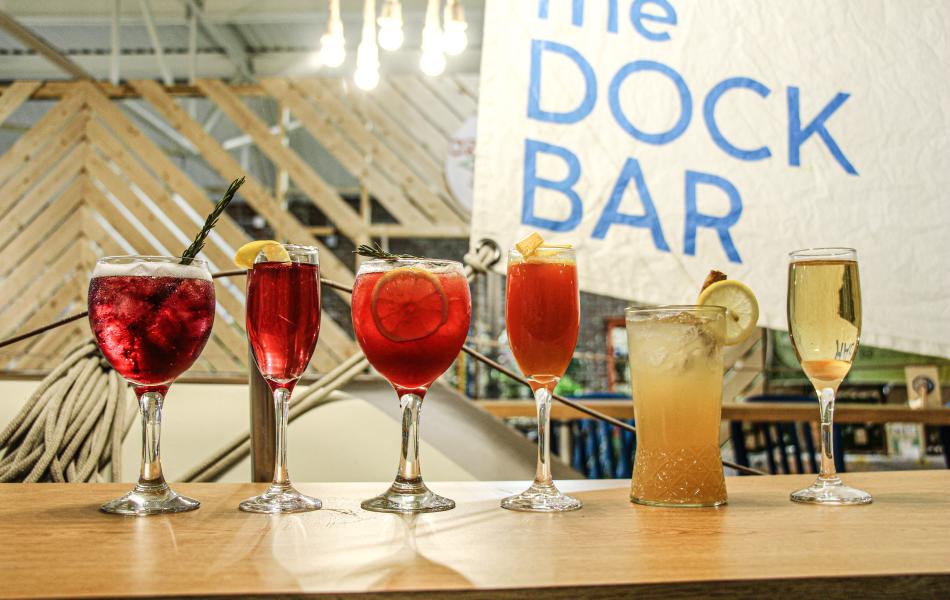 A lineup of colorful mocktails at Sailor & The Dock