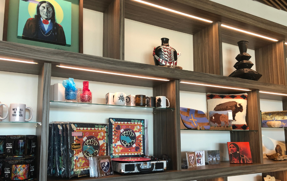 A shelf of goodies at the First Americans Museum FAMstore.