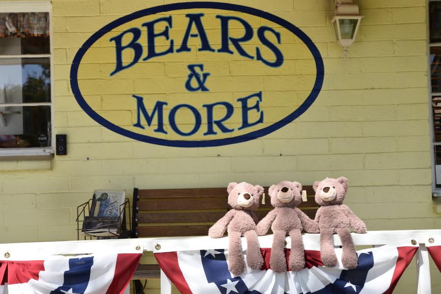 Three Teddy Bears in front of Bears & More