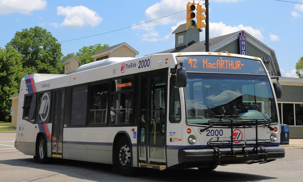 TheRide bus passing through Ypsilanti