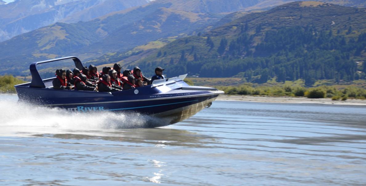 Experience a thrilling jet boat ride on the Dart River