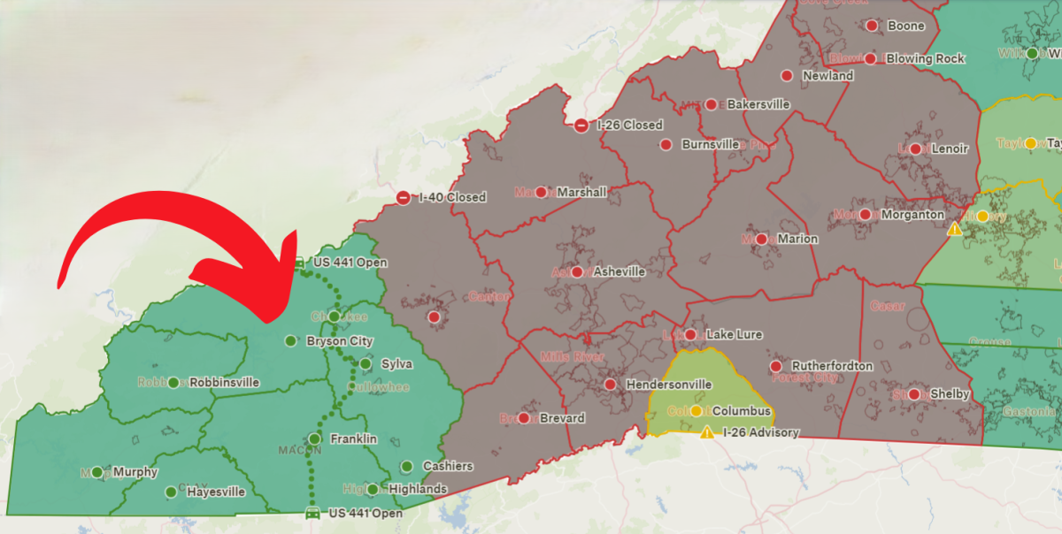 Helene NC Map