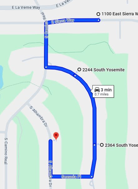 2244 S Yosemite way map in Palm Springs