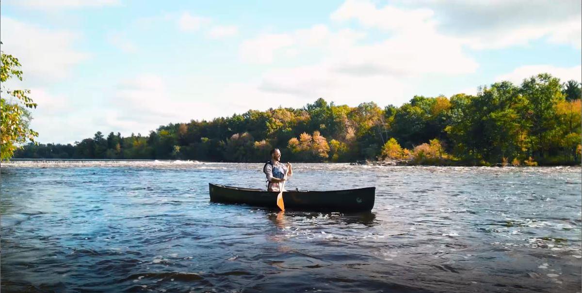 Kayak enthusiast Timothy Bauer paddles the Wisconsin River.