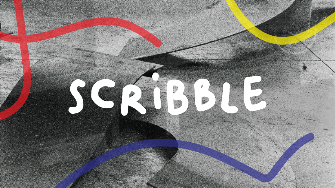Scribble logo on top of skateboard ramps