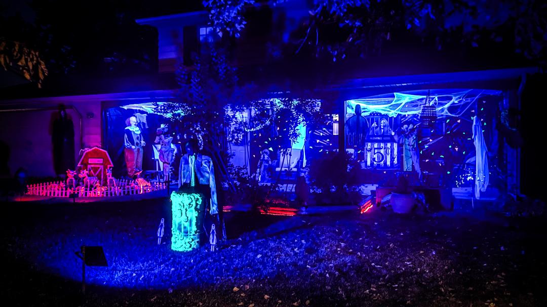Halloween Lights Display at 5729 Aloha Dr, Fort Wayne.