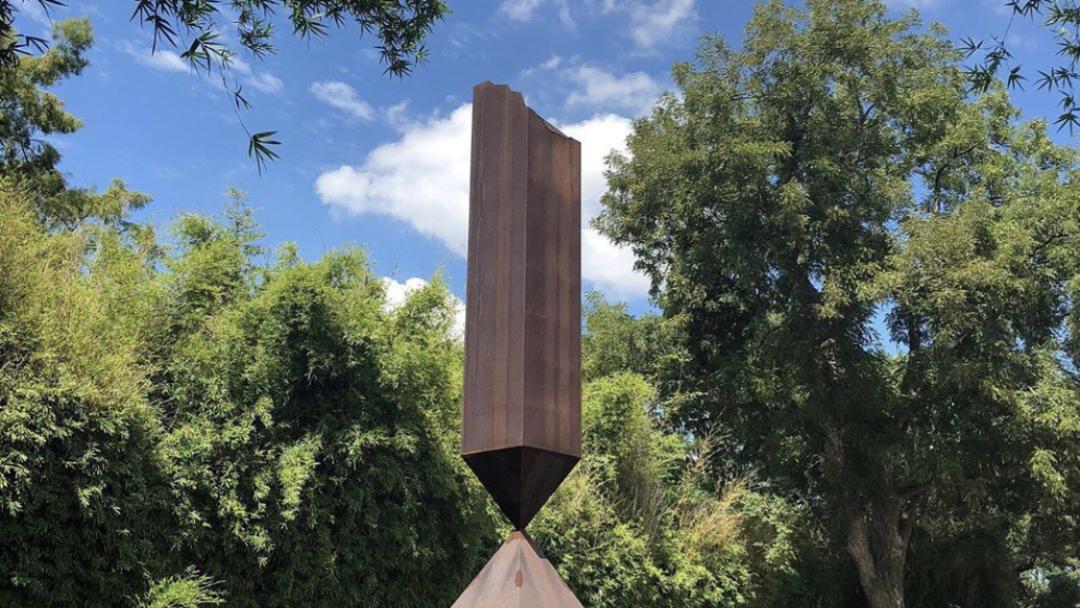 Broken Obelisk sculpture at Rothko Chapel in Houston