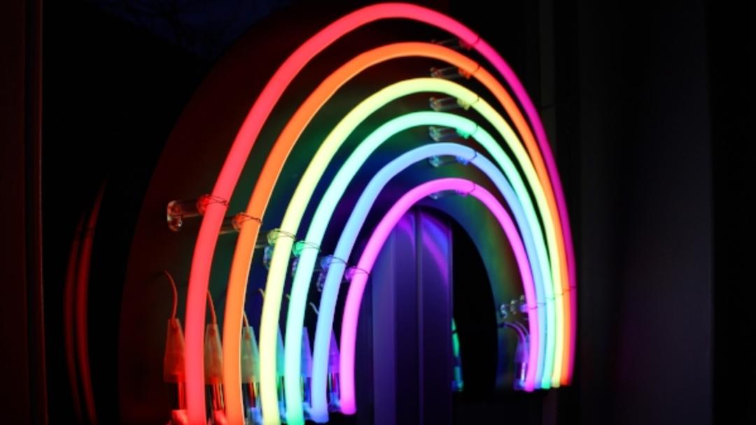 Pride Houston rainbow neon lights