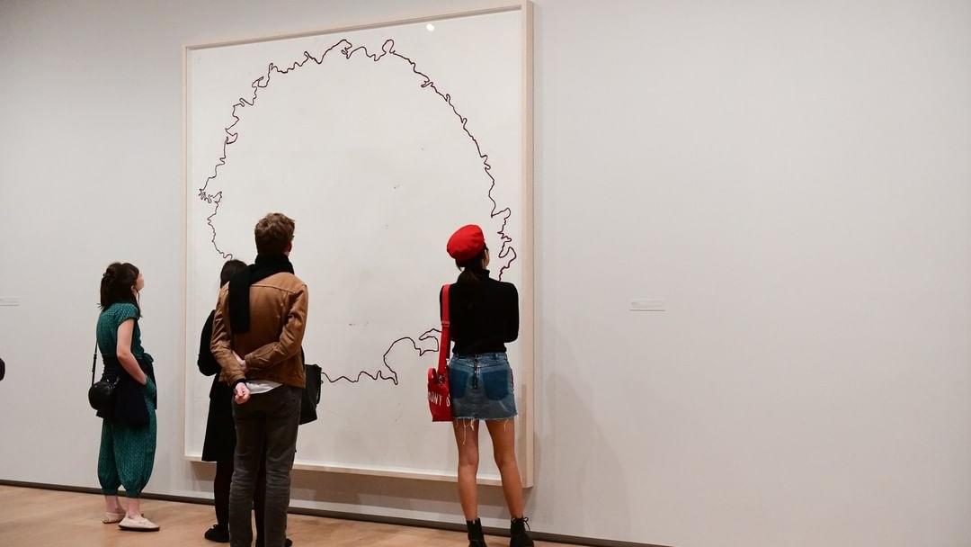 People observing Art at Menil Drawing Institute in Houston