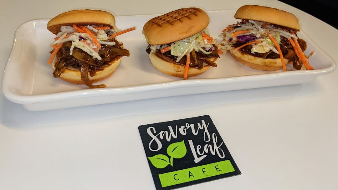 A plate of food from Savory Leaf Cafe in Lawrenceville, NJ