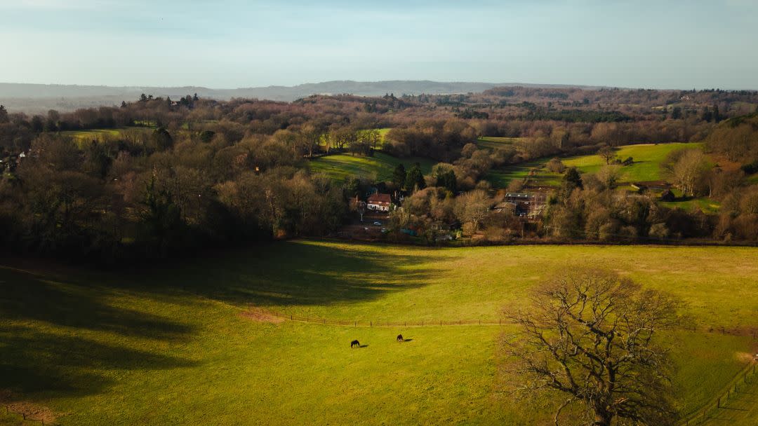 The Merry Harriers and surrounding countryside