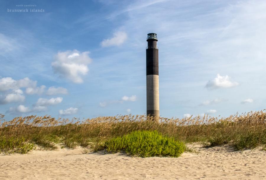 oak island lighthouse as seen from the beach