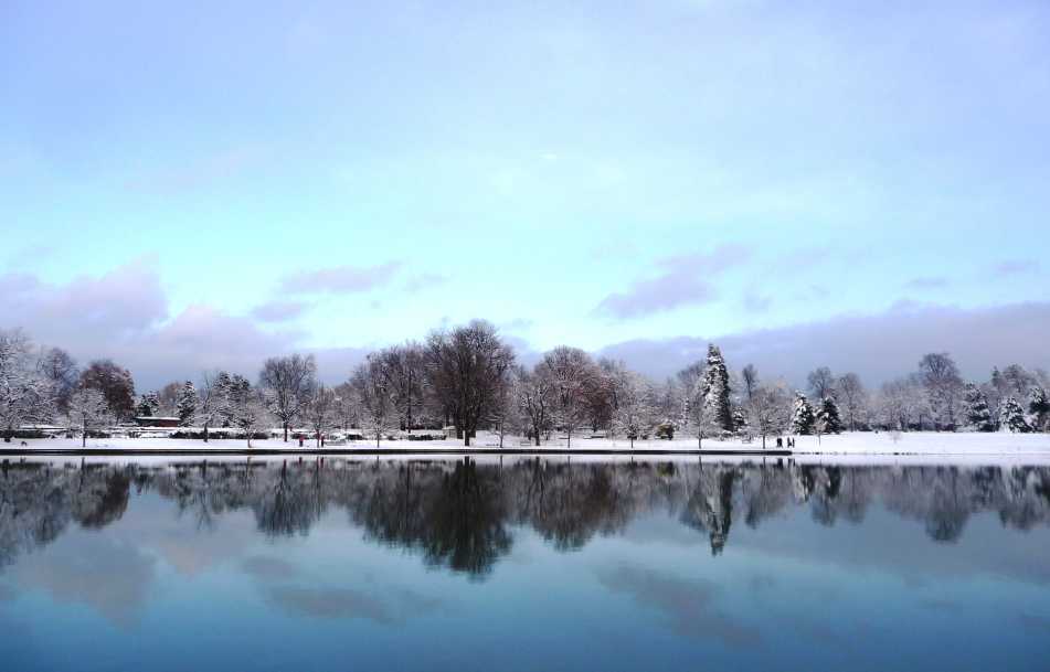 Washington Park covered in snow during winter