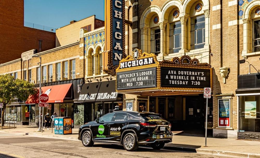 may mobility vehicle parked outside michigan theater