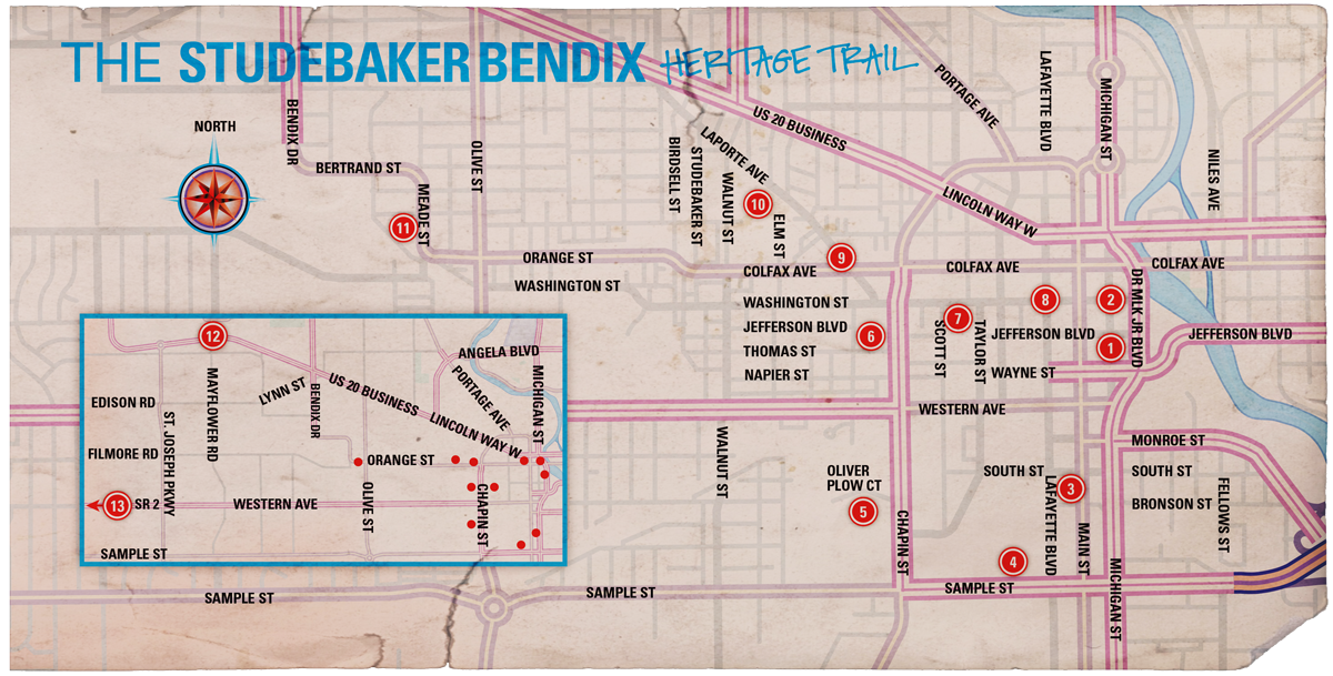 The Studebaker Bendix Heritage Trail Map